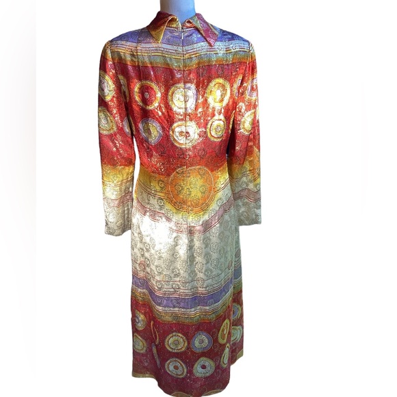 Vintage 1960s Elinor Simmons for Malcolm Starr Metallic Long Sleeve Dres… - Picture 3 of 16